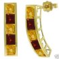 14K. SOLID GOLD RING WITH  NATURAL CITRINES & GARNETS