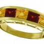 14K. SOLID GOLD RING WITH  NATURAL CITRINES & GARNETS