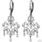 DD-1850W: 14K. SOLID WHITE GOLD DESIGNER CHANDELIERS EARRINGS