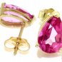 DD-1922Y: 14K. SOLID GOLD STUD EARRINGS W/ NATURAL PINK TOPAZ