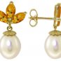 DD-2741Y: 14K. SOLID GOLD EARRINGS WITH NATURAL CITRINES & PEARLS