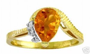 DD-R-2984Y: 14K. SOLID GOLD RING WITH NATURAL DIAMONDS & CITRINE