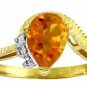 DD-R-2984Y: 14K. SOLID GOLD RING WITH NATURAL DIAMONDS & CITRINE