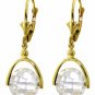 DD-2610Y: 14K. LEVERBACK EARRING W/CHECKERBOARD CUT WHITE TOPAZ