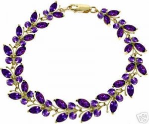 DD-B-2624Y: 14K. SOLID GOLD BUTTERFLY  BRACELET WITH AMETHYSTS