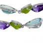DD-3470W: 14K. WHITE GOLD EARRINGS WITH NATURAL MULTI GEMSTONES