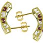 DD-3538: 14K. GOLD EARRINGS WITH  NATURAL WHITE TOPAZ & RUBIES
