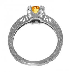 DD-R-3053W: 14K. WITHE GOLD RING WITH NATURAL DIAMONDS & CITRINE