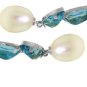 DD-3463W: 14K. GOLD CHANDELIER EARRINGS WITH BLUE TOPAZ & PEARLS