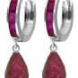 DD-3389Y: 14KGOLD DANGLING HUGGIE EARRINGS WITH NATURAL RUBY GEMS