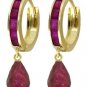 DD-3389Y: 14KGOLD DANGLING HUGGIE EARRINGS WITH NATURAL RUBY GEMS
