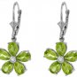 DD-3345Y:14K.SOLID GOLD FLOWER EARRINGS WITH DIAMONDS & PERIDOTS