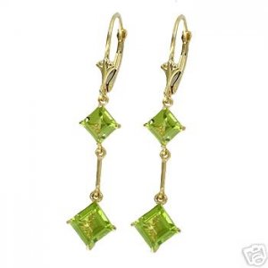 DD-1365Y: 14K. SOLID GOLD LEVER BACK EARRINGS NATURAL PERIDOT