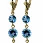 DD-1494Y: 14K SOLID GOLD CHANDELIERS EARRINGS NATURAL BLUE TOPAZ