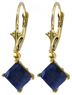 DD-4330Y: 14K. SOLID GOLD LEVER BACK EARRINGS NATURAL SAPPHIRE