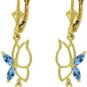 DD-4209Y: 14K. SOLID YELLOW GOLD BUTTERFLY NECKLACE W/ BLUE TOPAZ