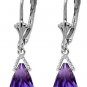 DD-1578W: 14K. WHITE LEVERBACK EARRING NATURAL BRIOLETTE AMETHYST
