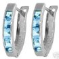 DD-1049W: 14K WHITE GOLD HOOP HUGGIE EARRINGS WITH BLUE TOPAZ