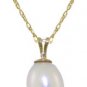 DD-2452Y: 14K. SOLID GOLD HOOP EARRINGS WITH DANGLING PEARLS