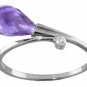 DD-R-1623W: 14K. GOLD RING W/ NATURAL DIAMOND & BRIOLETTE AMETHYST