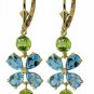 DD-1778Y: 14K. SOLID GOLD EARRINGS NATURAL PERIDOT & BLUE TOPAZ
