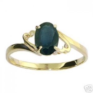 DD-2086: 14K. SOLID GOLD RING WITH  NATURAL OVAL SAPPHIRE