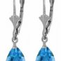 DD-1369W: 14K. WHITE GOLD LEVER BACK EARRINGS NATURAL BLUE TOPAZ