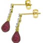 DD-4068W: 14K. GOLD  EARRINGS WITH NATURAL DIAMONDS & RUBIES