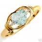 DD-R-2144Y: 14K. GOLD RING W/ NATURAL DIAMONDS & HEART AQUAMARINE