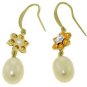 DD-3430Y: 14KGOLD FISH HOOK EARRINGS W/CITRINE, DIAMONDS & PEARLS