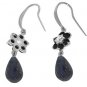 DD-3434W: 14K GOLD FISH HOOK EARRINGS WITH SAPPHIRES & DIAMONDS