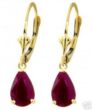 DD-1864Y: 14K. SOLID GOLD LEVER BACK EARRINGS NATURAL RUBY