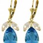DD-2527Y: 14K. GOLD LEVERBACK EARRINGS W/BLUE TOPAZ & WHITE TOPAZ