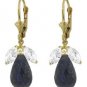 DD-3402W: 14K.GOLD LEVERBACK EARRINGS WITH SAPPHIRE & WHITE TOPAZ