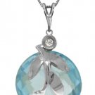 DD-3279W: 14K. GOLD NECKLACE WITH NATURAL DIAMOND & BLUE TOPAZ