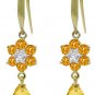 DD-3436Y: 14K. GOLD FISH HOOK EARRINGS WITH CITRINES & DIAMONDS