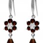 DD-3438W:14K. GOLD FISH HOOK EARRINGS WITH GARNETS & DIAMONDS