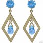 DD-1396Y: 14K. GOLD CHANDELIERS EARRINGS WITH NATURAL BLUE TOPAZ