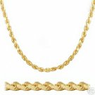 DD-2763Y : 14K. SOLID GOLD DIAMOND CUT ROPE CHAIN 18" LONG 3.0 mm