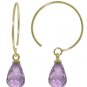 DD-2864Y: 14K. GOLD CIRCLE WIRE EARRING WITH DANGLING AMETHYST