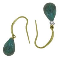 DD-3375Y: 14K. FISH HOOK EARRINGS W/NATURAL DIAMONDS & EMERALDS