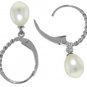 DD-3087W: 14K. WHITE GOLD LEVER BACK EARRING WITH NATURAL PEARLS