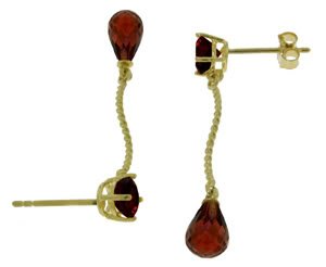 DD-3304: 14K. SOLID GOLD STUD-DROP EARRINGS WITH NATURAL GARNETS