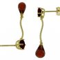 DD-3304: 14K. SOLID GOLD STUD-DROP EARRINGS WITH NATURAL GARNETS