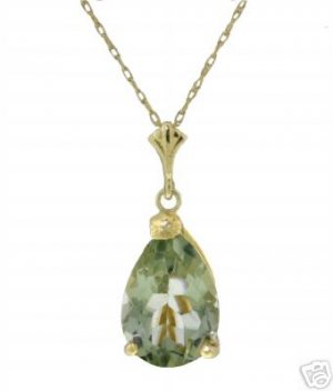 DD-2596Y: 14K. SOLID GOLD  NECKLACE WITH NATURAL  GREEN AMETHYST