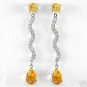DD-1339W: 14K. GOLD CHANDELIERS WITH DIAMONDS & CITRINES EARRINGS