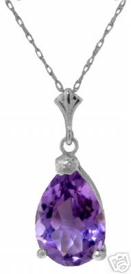 DD-1870W: 14K. WHITE SOLID GOLD  NECKLACE WITH NATURAL  AMETHYST