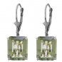 14K. LEVER BACK EARRINGS NATURAL OCTAGON GREEN AMETHYST