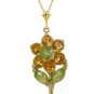 DD-2372Y: 14K SOLID GOLD FLOWERS EARRINGS W/CITRINES & PERIDOTS