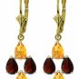 DD-2224Y: 14K. SOLID GOLD CHANDELIERS EARRINGS NT  CITRINE&GARNET